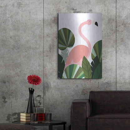 Luxe Metal Art 'Florence The Flamingo' by Emily Kopcik, Metal Wall Art,24x36
