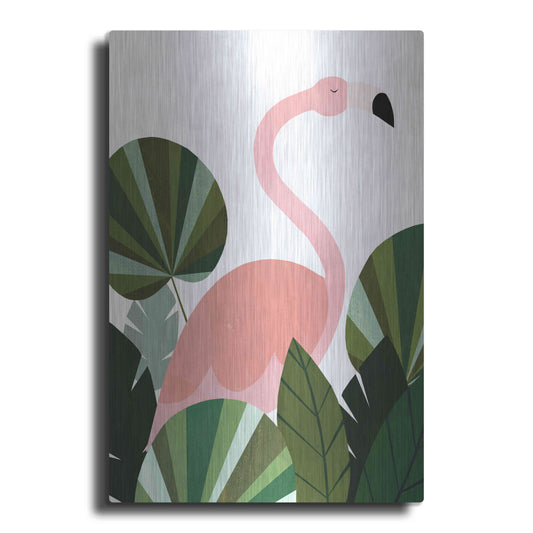 Luxe Metal Art 'Florence The Flamingo' by Emily Kopcik, Metal Wall Art