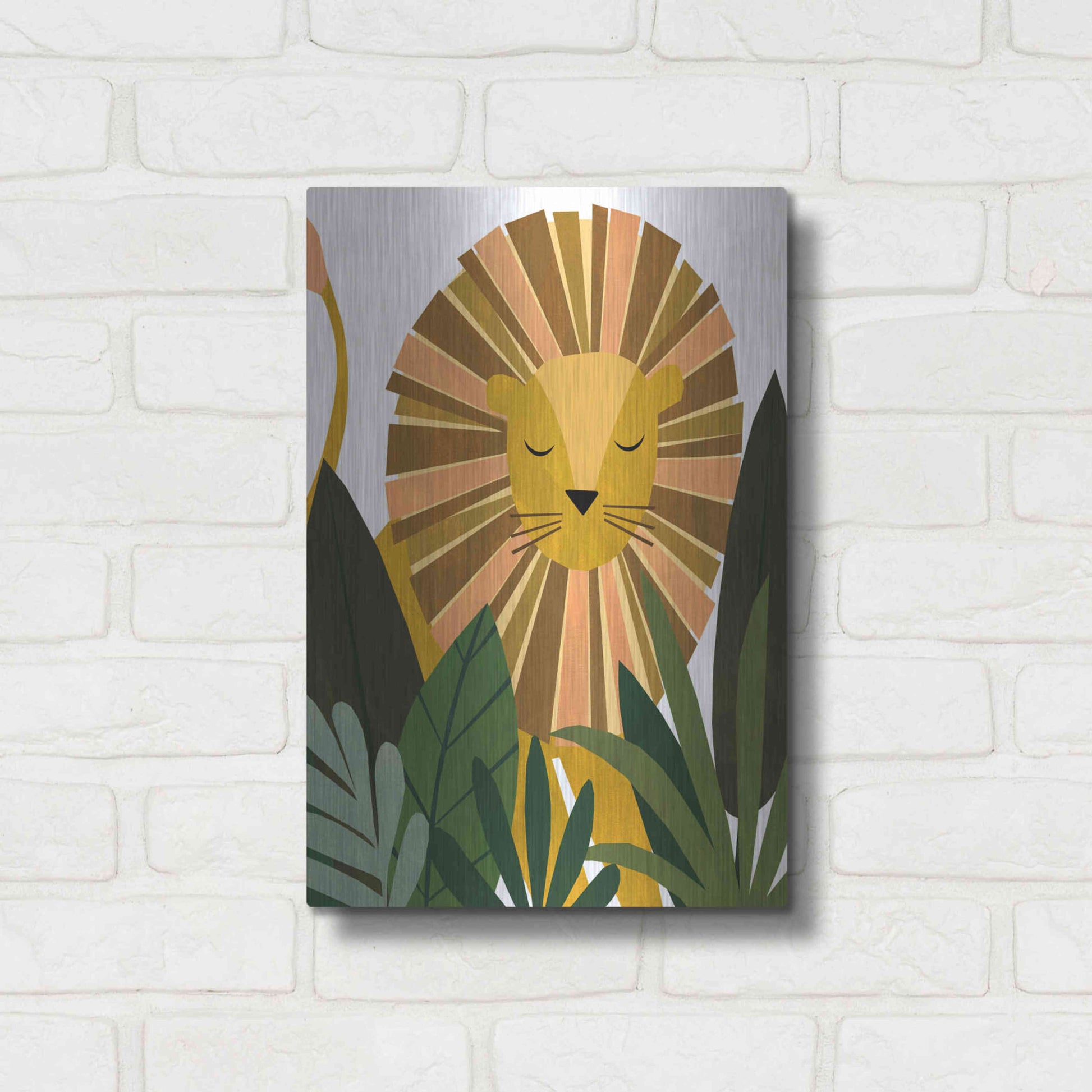 Luxe Metal Art 'Liam The Lion' by Emily Kopcik, Metal Wall Art,12x16