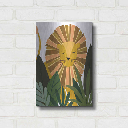 Luxe Metal Art 'Liam The Lion' by Emily Kopcik, Metal Wall Art,12x16