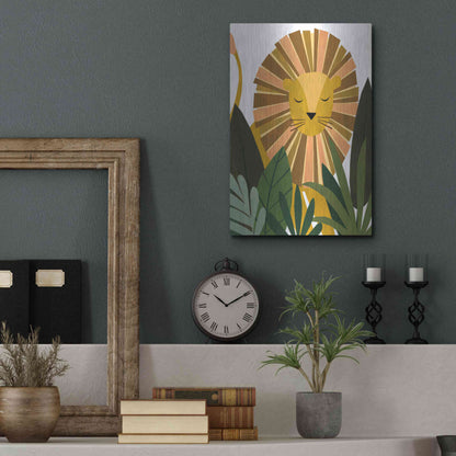 Luxe Metal Art 'Liam The Lion' by Emily Kopcik, Metal Wall Art,12x16