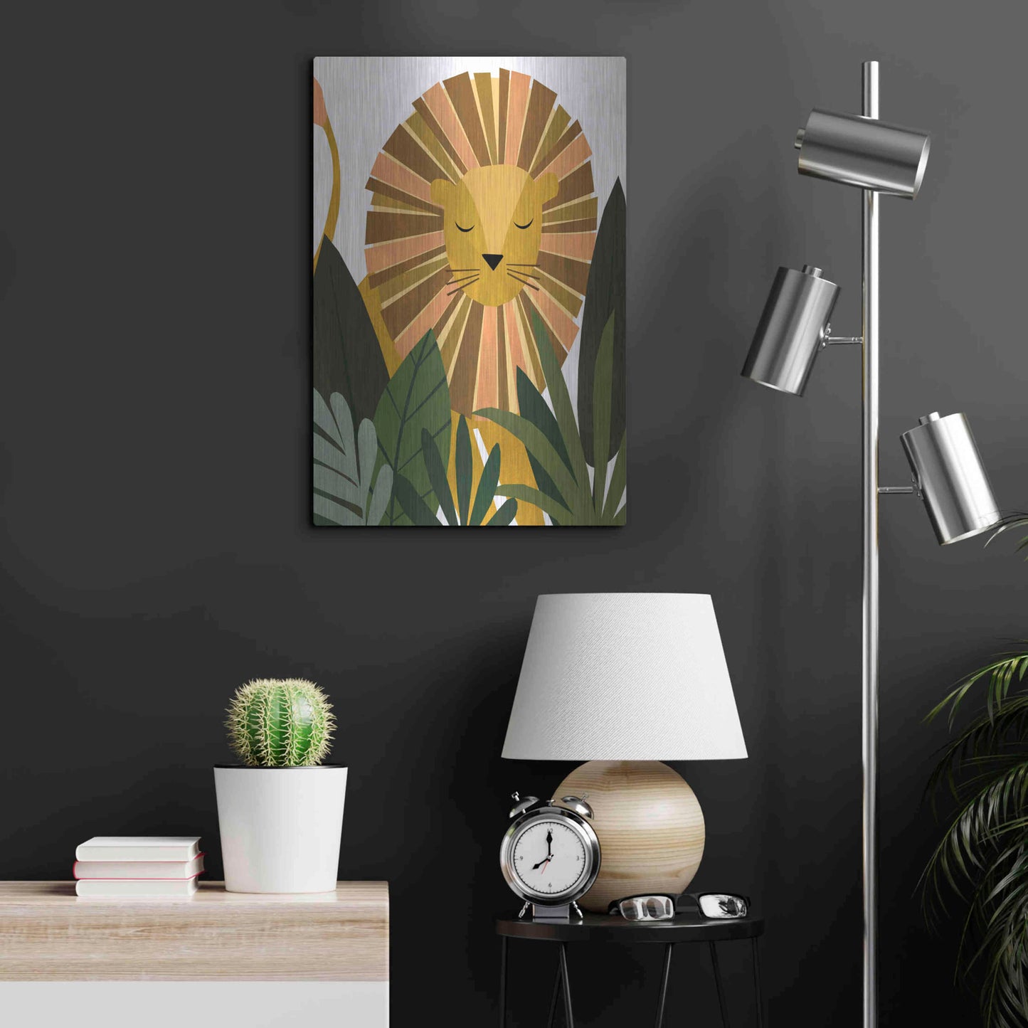 Luxe Metal Art 'Liam The Lion' by Emily Kopcik, Metal Wall Art,16x24