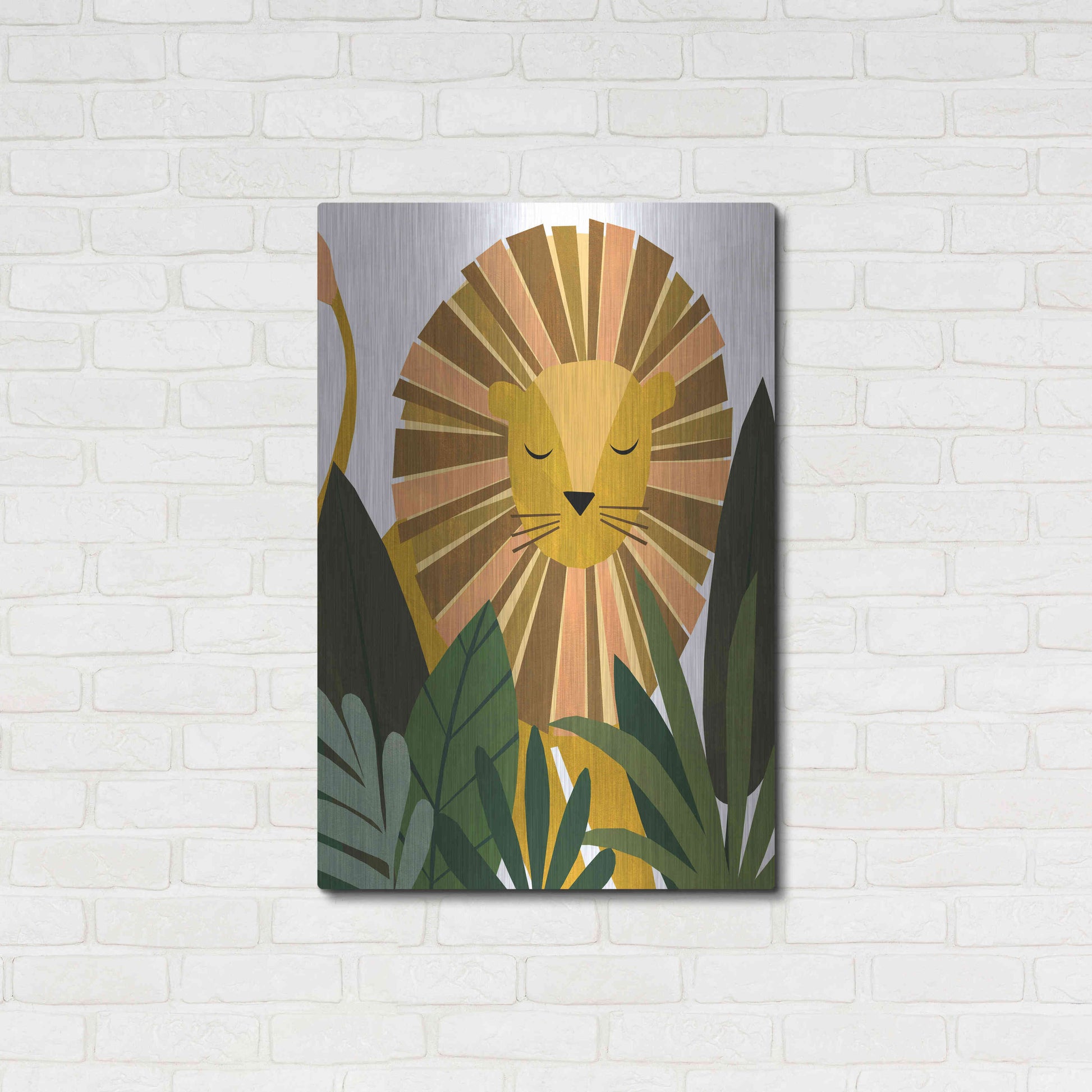 Luxe Metal Art 'Liam The Lion' by Emily Kopcik, Metal Wall Art,24x36