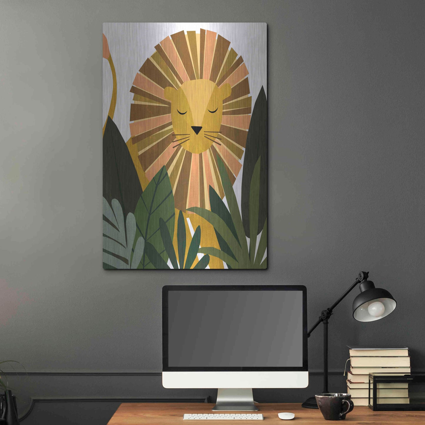 Luxe Metal Art 'Liam The Lion' by Emily Kopcik, Metal Wall Art,24x36