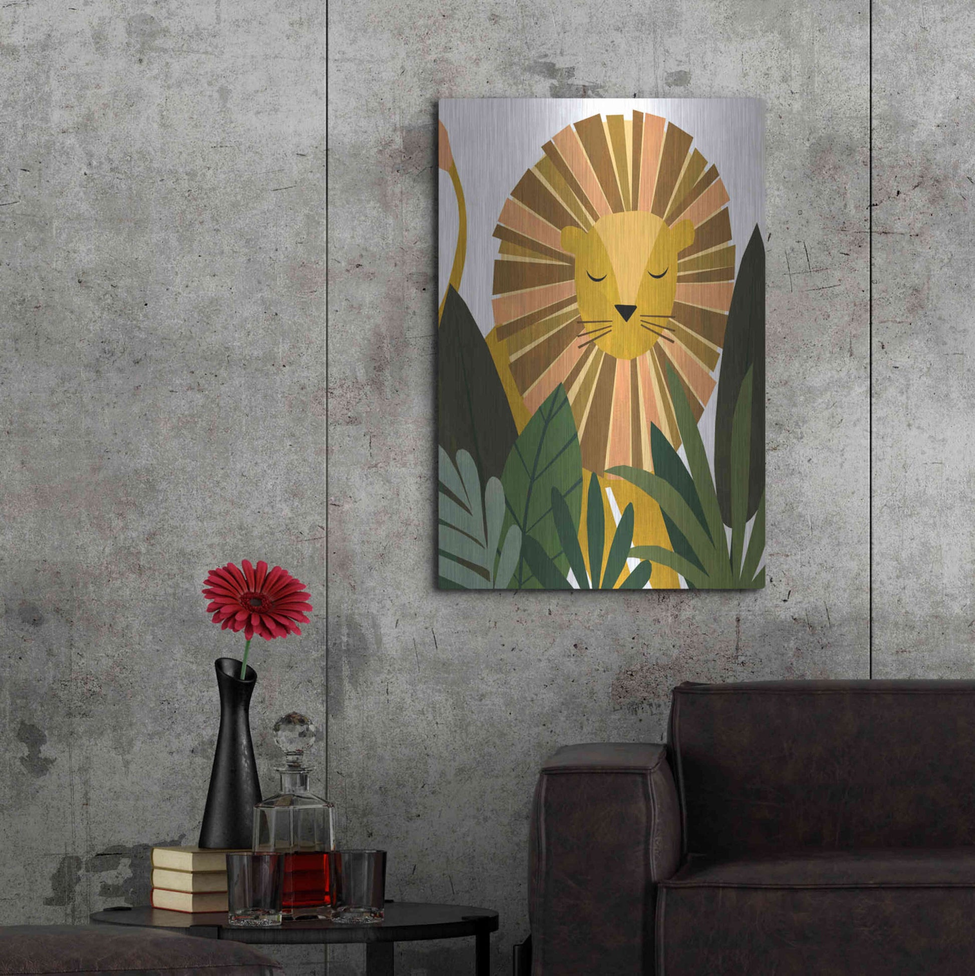 Luxe Metal Art 'Liam The Lion' by Emily Kopcik, Metal Wall Art,24x36