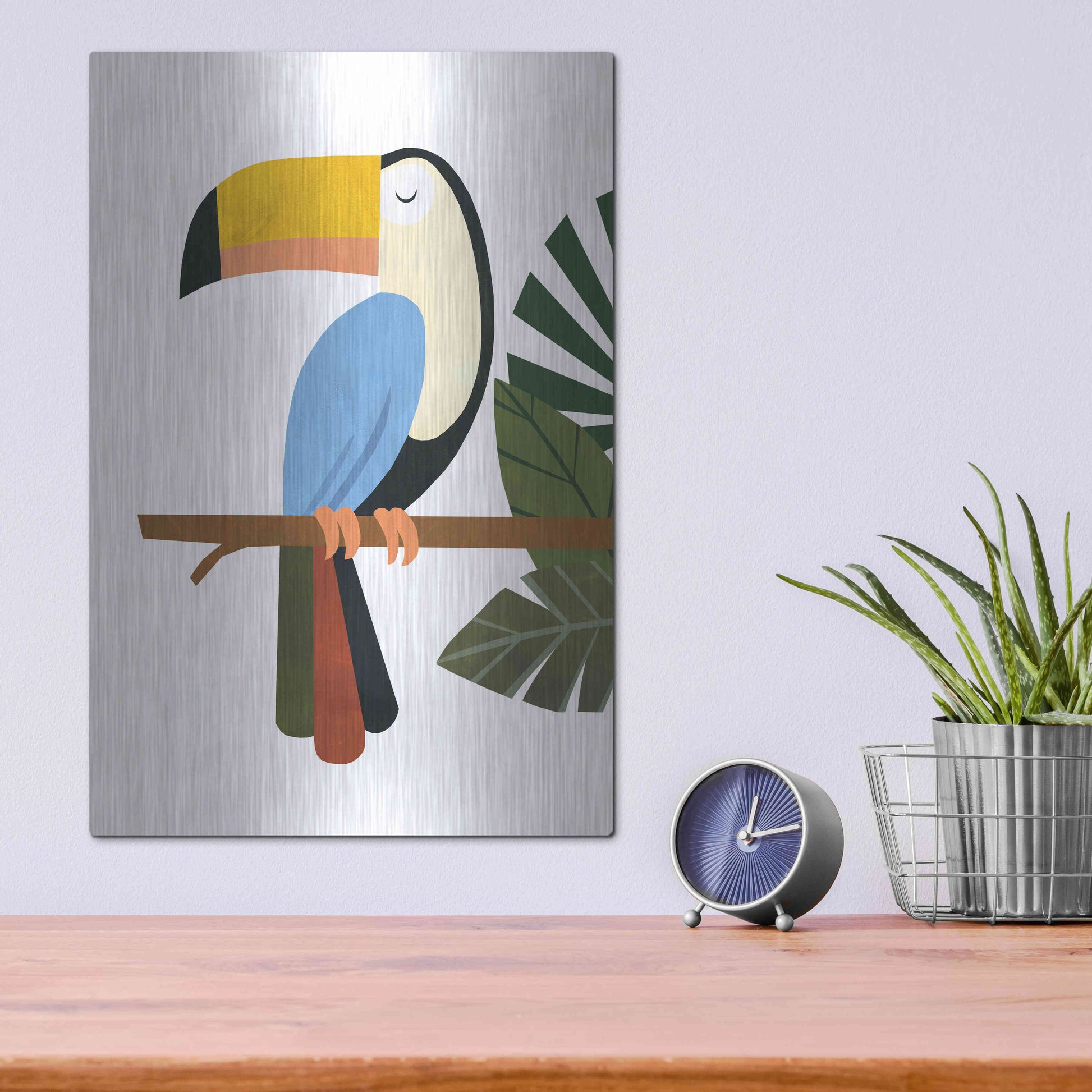 Luxe Metal Art 'Tucker The Toucan' by Emily Kopcik, Metal Wall Art,12x16