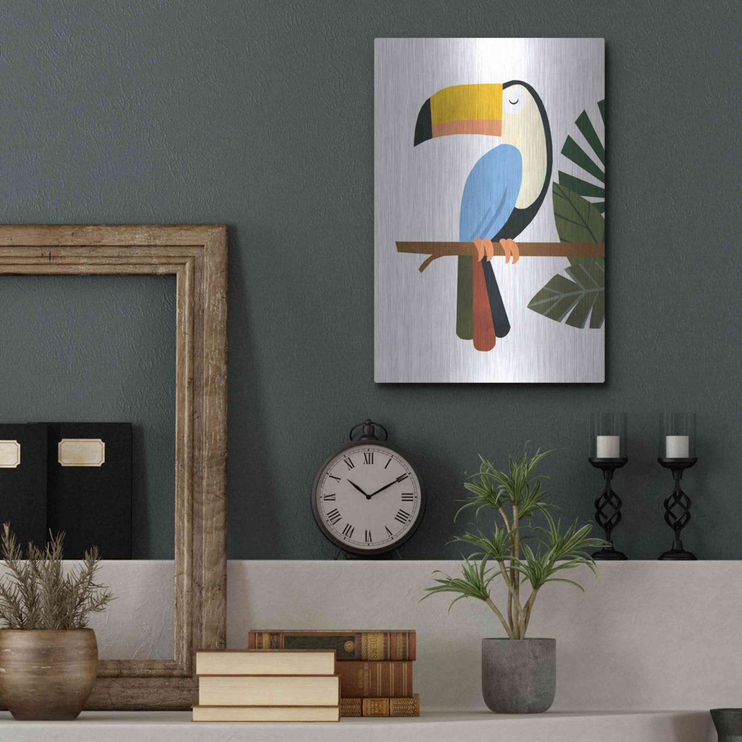 Luxe Metal Art 'Tucker The Toucan' by Emily Kopcik, Metal Wall Art,12x16