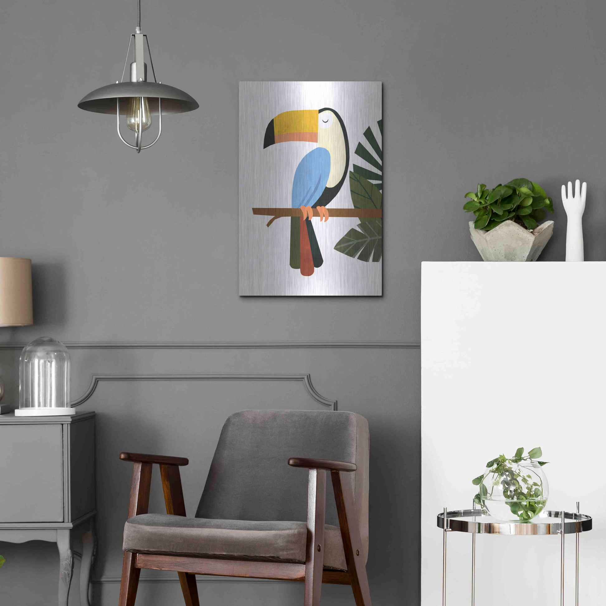 Luxe Metal Art 'Tucker The Toucan' by Emily Kopcik, Metal Wall Art,16x24