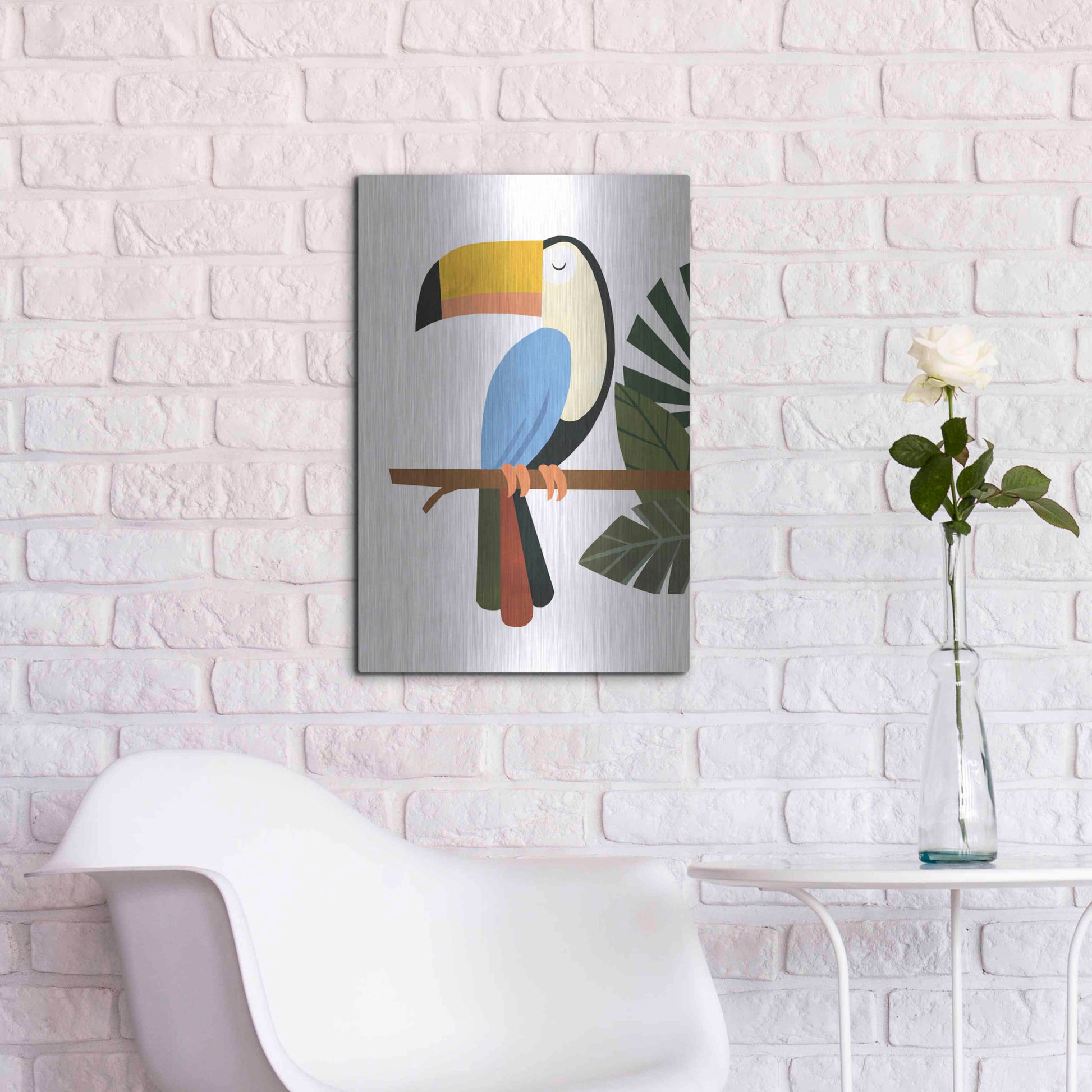 Luxe Metal Art 'Tucker The Toucan' by Emily Kopcik, Metal Wall Art,16x24