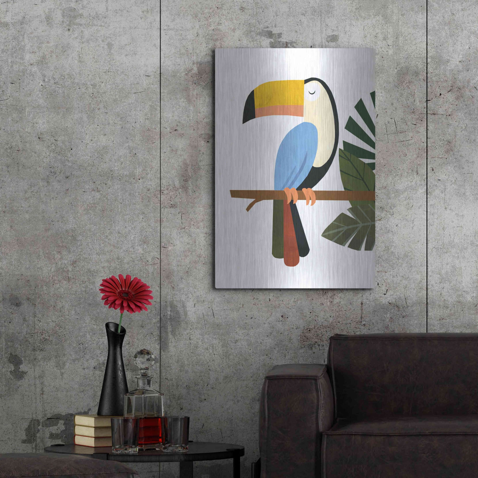 Luxe Metal Art 'Tucker The Toucan' by Emily Kopcik, Metal Wall Art,24x36