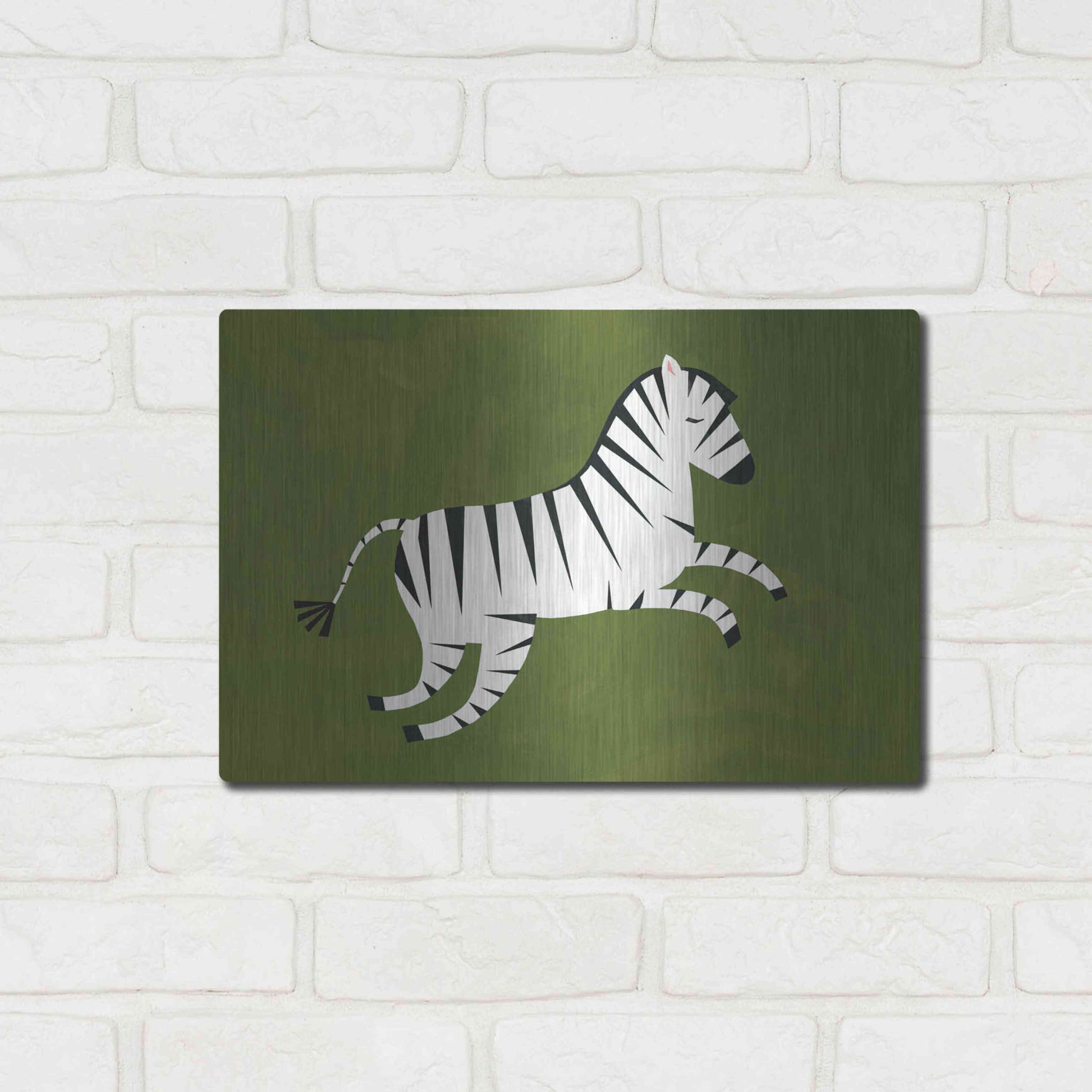 Luxe Metal Art 'Zebra' by Emily Kopcik, Metal Wall Art,16x12