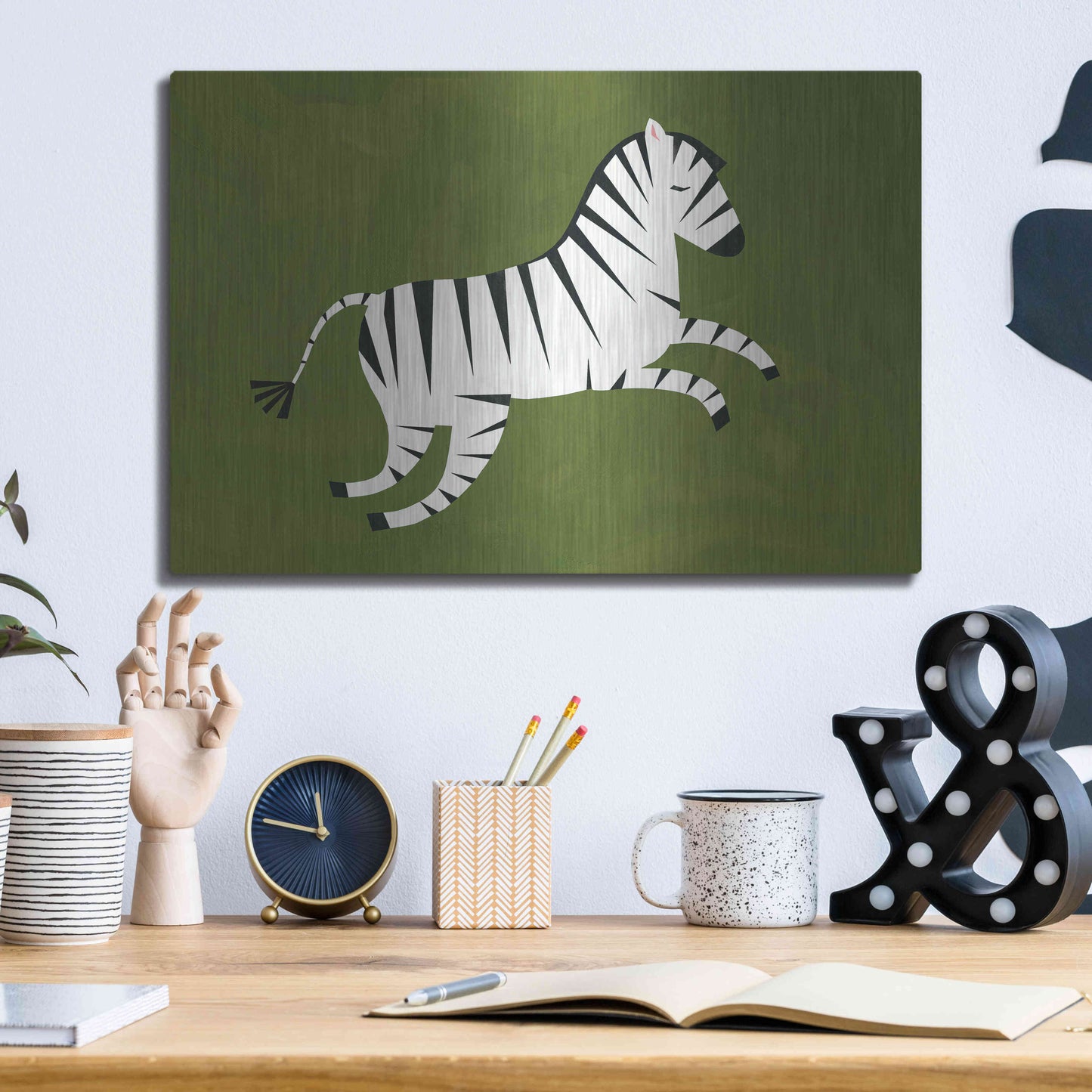 Luxe Metal Art 'Zebra' by Emily Kopcik, Metal Wall Art,16x12