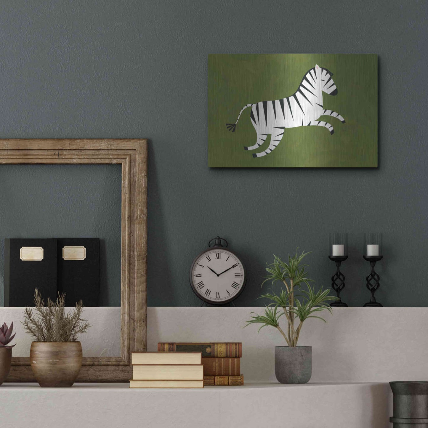 Luxe Metal Art 'Zebra' by Emily Kopcik, Metal Wall Art,16x12