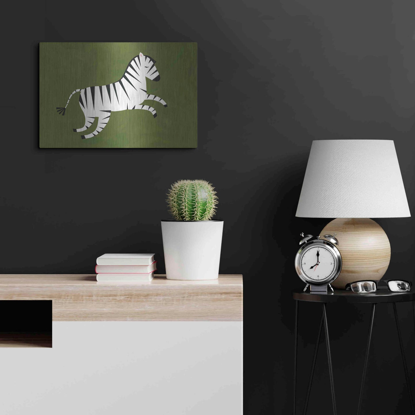 Luxe Metal Art 'Zebra' by Emily Kopcik, Metal Wall Art,24x16