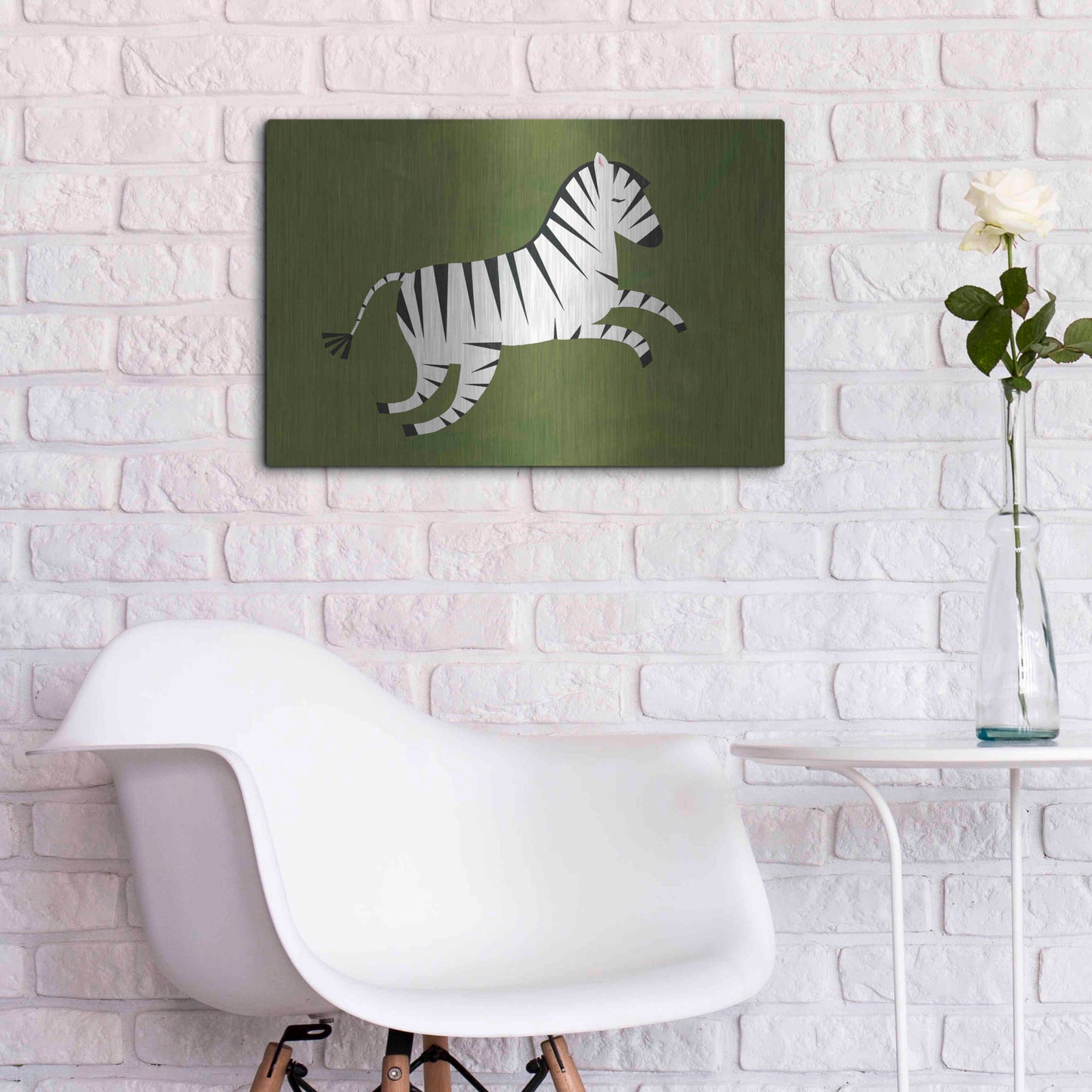 Luxe Metal Art 'Zebra' by Emily Kopcik, Metal Wall Art,24x16