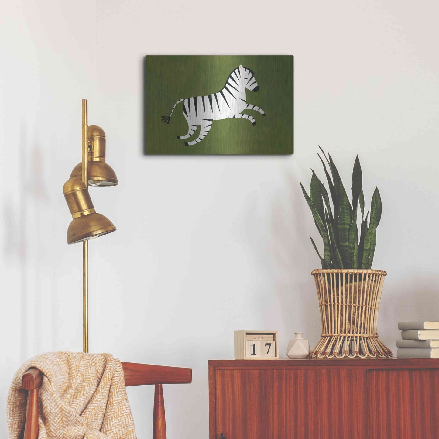 Luxe Metal Art 'Zebra' by Emily Kopcik, Metal Wall Art,24x16