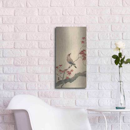 Luxe Metal Art 'Japanese Waxwing on Maple 1900-1936' by Ohara Koson, Metal Wall Art,12x24