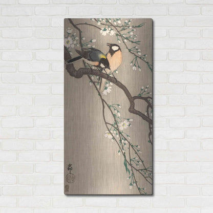 Luxe Metal Art 'Songbirds on Cherry Branch 1900-1910' by Ohara Koson, Metal Wall Art,24x48