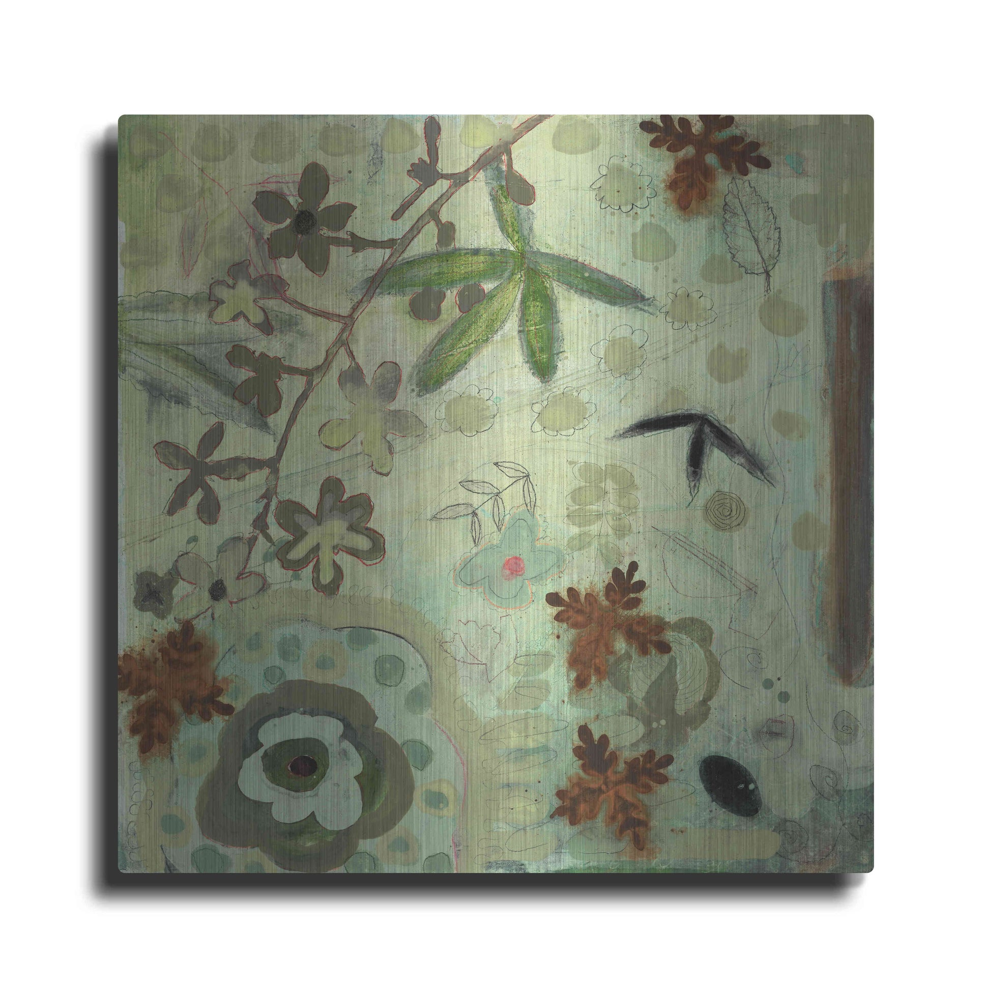 Luxe Metal Art 'Floral Fantasies 3' by Aleah Koury, Metal Wall Art