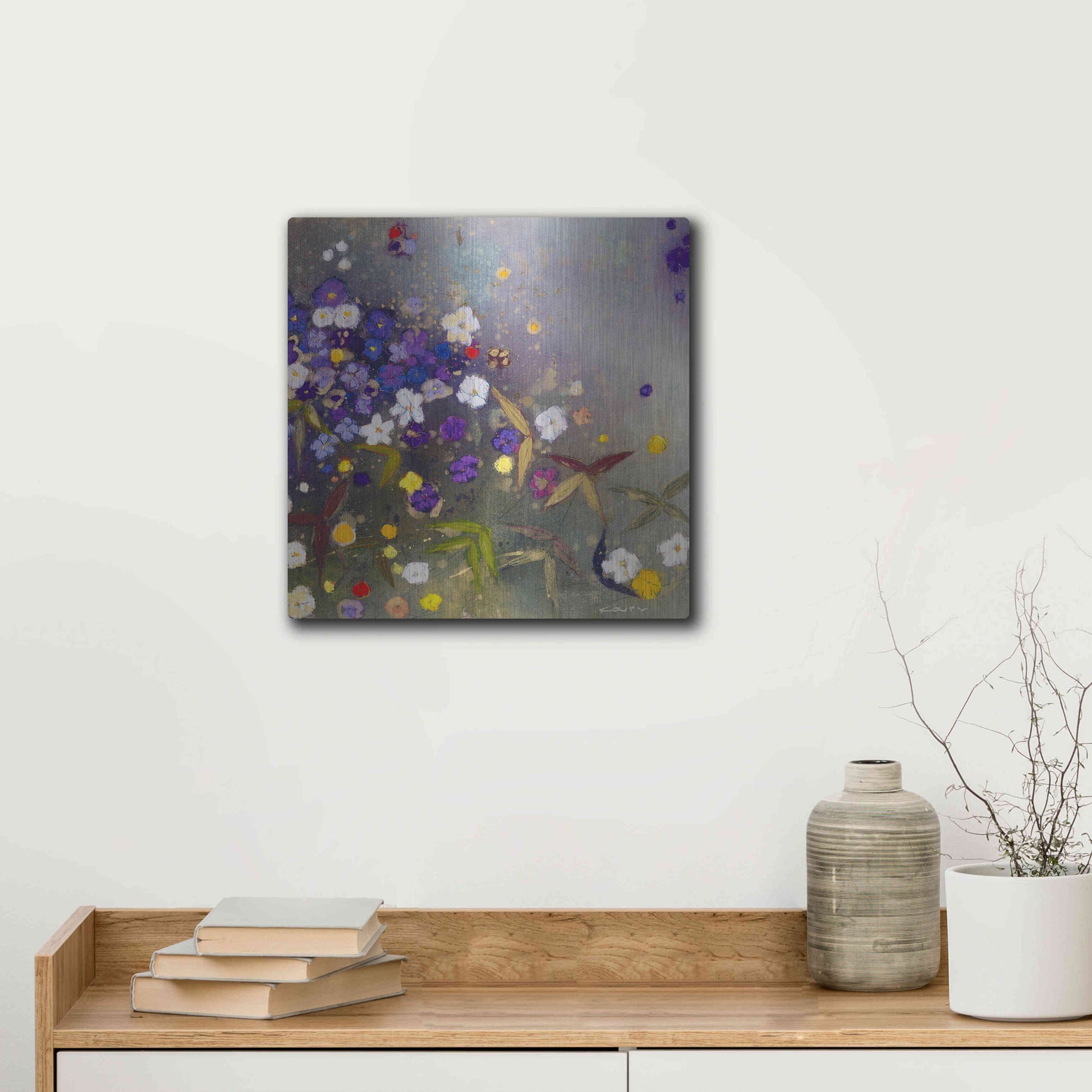 Luxe Metal Art 'Gardens in the Mist IX' by Aleah Koury, Metal Wall Art,12x12