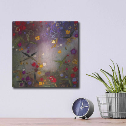 Luxe Metal Art 'Gardens in the Mist V' by Aleah Koury, Metal Wall Art,12x12