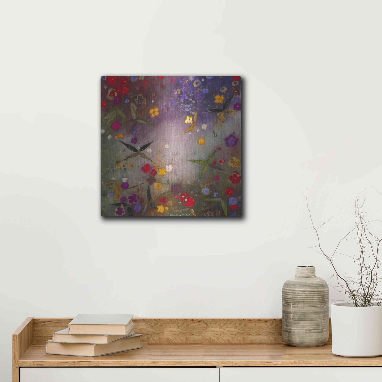 Luxe Metal Art 'Gardens in the Mist V' by Aleah Koury, Metal Wall Art,12x12