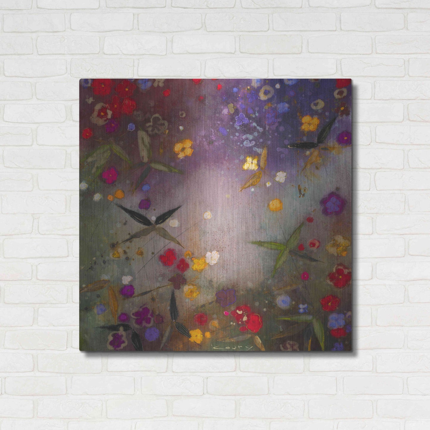 Luxe Metal Art 'Gardens in the Mist V' by Aleah Koury, Metal Wall Art,36x36