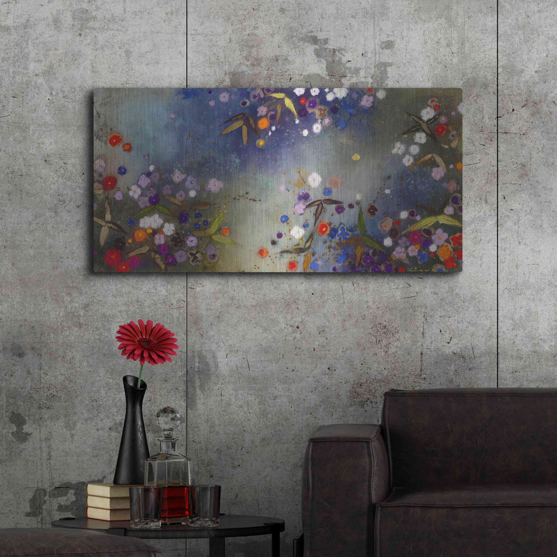 Luxe Metal Art 'Gardens in the Mist XV' by Aleah Koury, Metal Wall Art,48x24