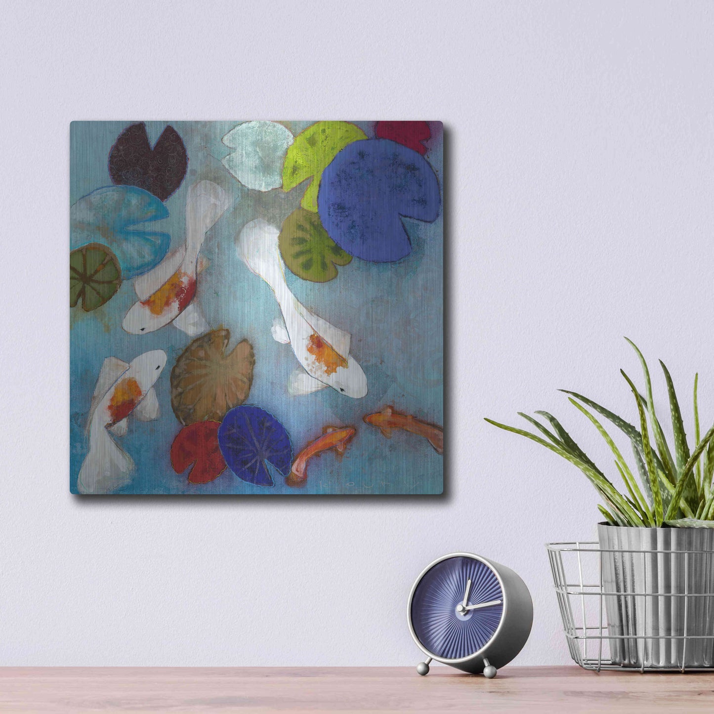 Luxe Metal Art 'Koi 1' by Aleah Koury, Metal Wall Art,12x12