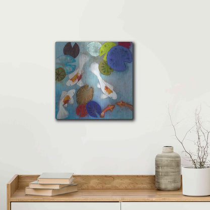 Luxe Metal Art 'Koi 1' by Aleah Koury, Metal Wall Art,12x12
