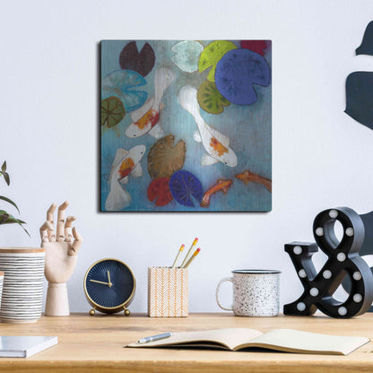 Luxe Metal Art 'Koi 1' by Aleah Koury, Metal Wall Art,12x12