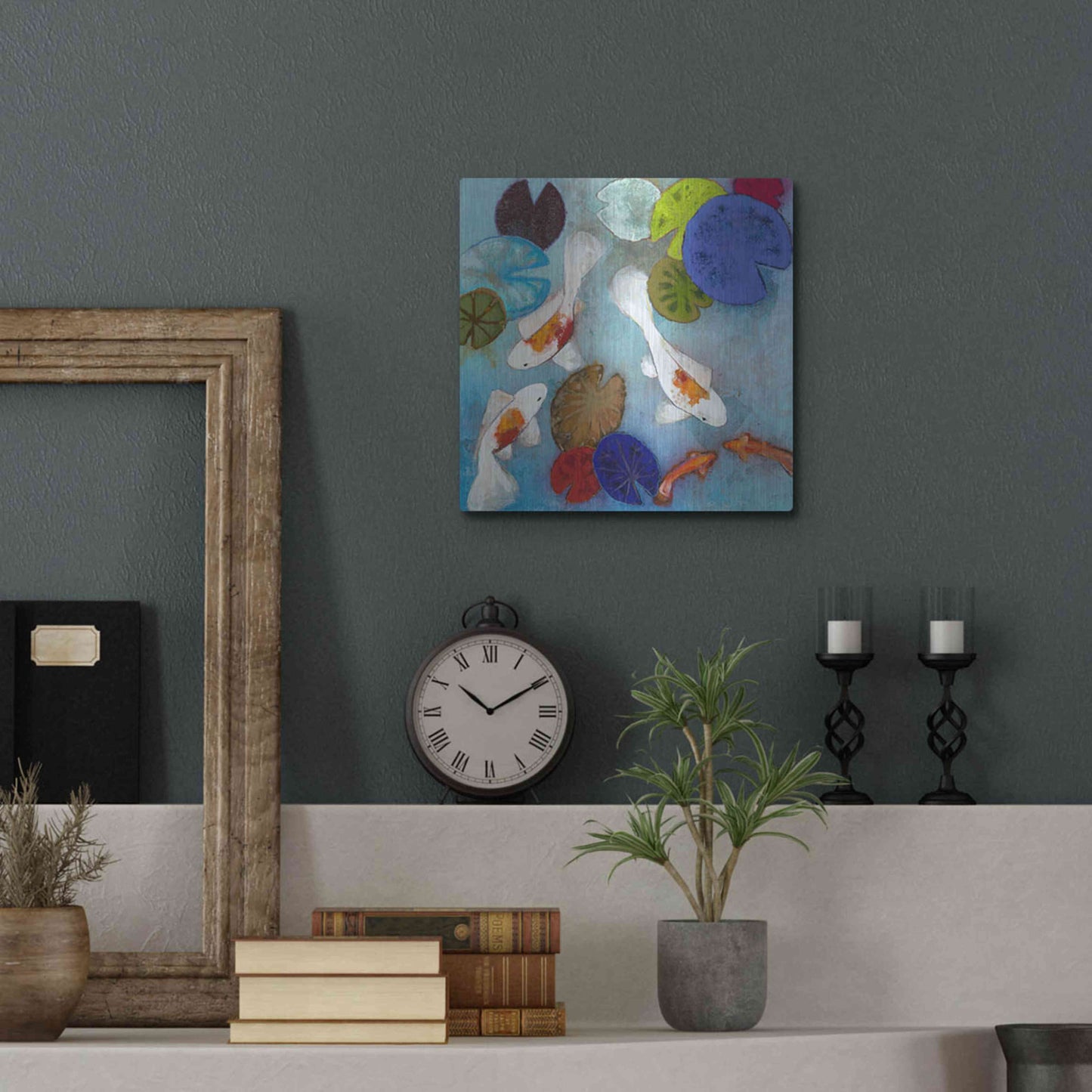 Luxe Metal Art 'Koi 1' by Aleah Koury, Metal Wall Art,12x12