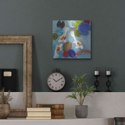 Luxe Metal Art 'Koi 1' by Aleah Koury, Metal Wall Art,12x12