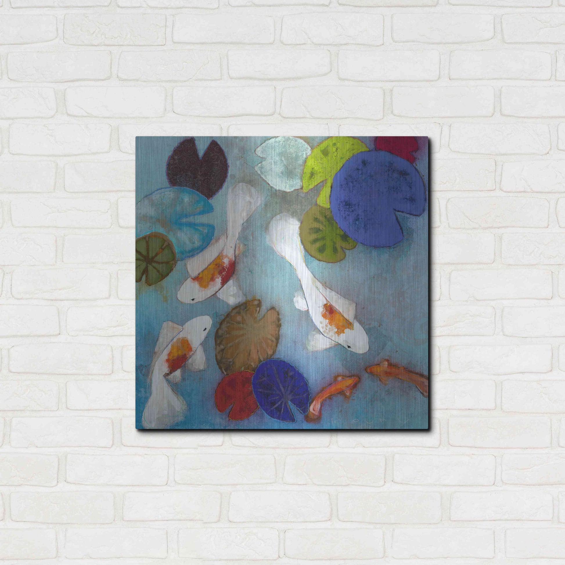 Luxe Metal Art 'Koi 1' by Aleah Koury, Metal Wall Art,24x24
