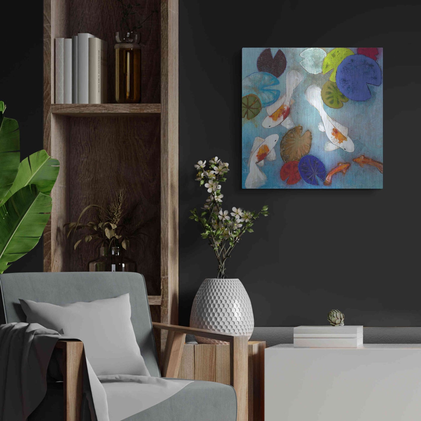 Luxe Metal Art 'Koi 1' by Aleah Koury, Metal Wall Art,24x24