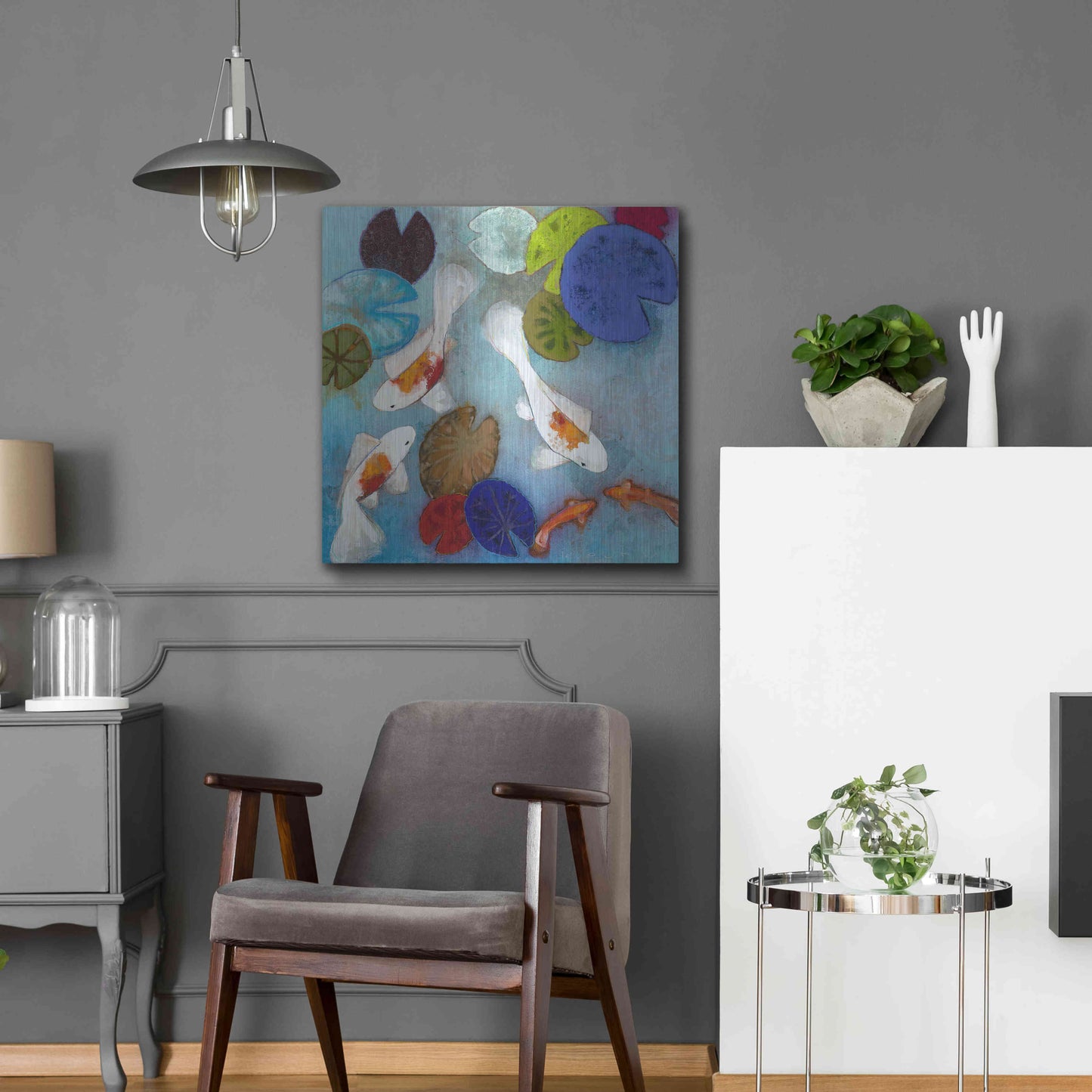 Luxe Metal Art 'Koi 1' by Aleah Koury, Metal Wall Art,24x24