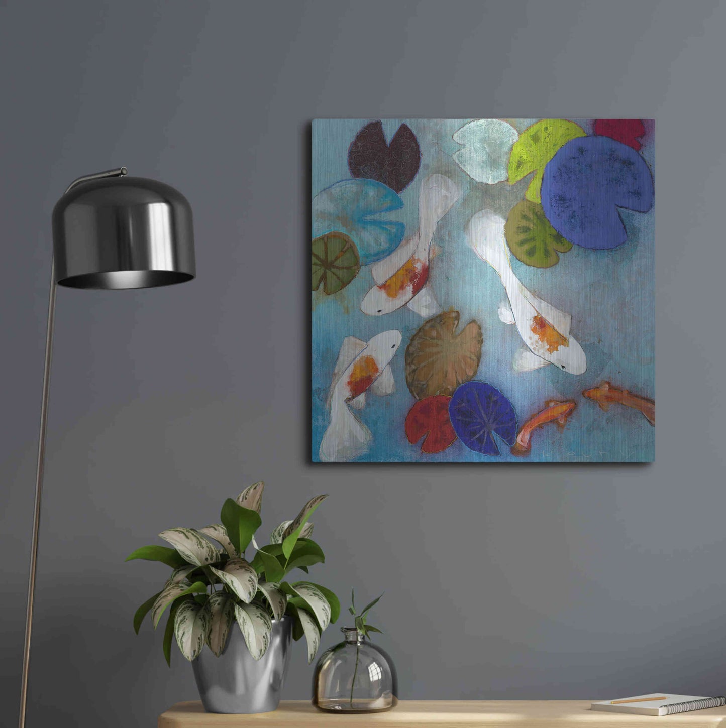 Luxe Metal Art 'Koi 1' by Aleah Koury, Metal Wall Art,24x24