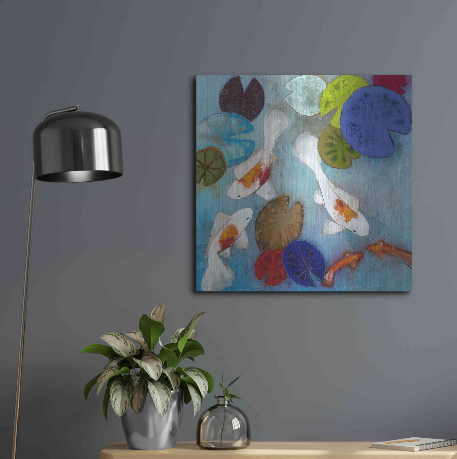 Luxe Metal Art 'Koi 1' by Aleah Koury, Metal Wall Art,24x24