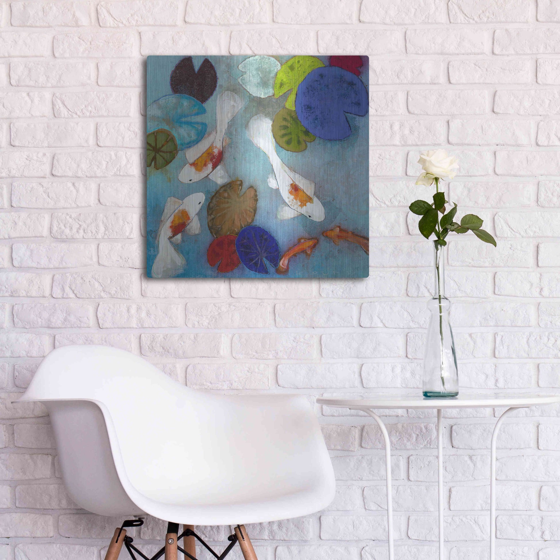 Luxe Metal Art 'Koi 1' by Aleah Koury, Metal Wall Art,24x24