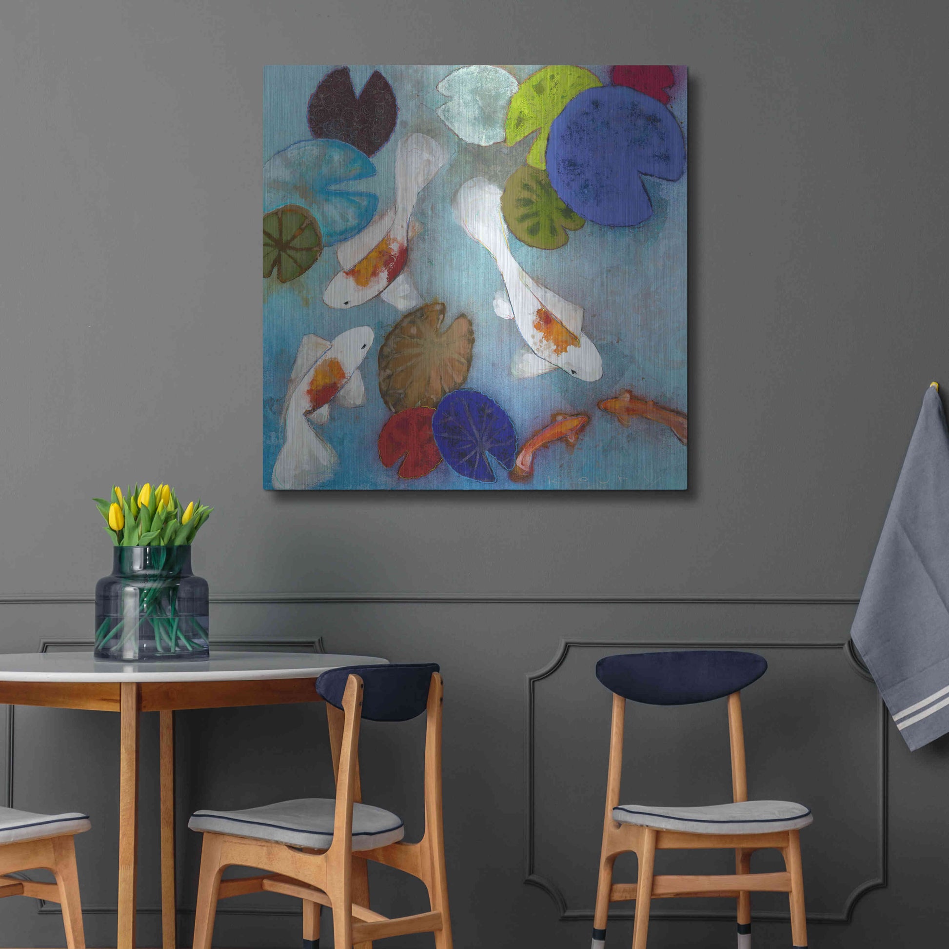 Luxe Metal Art 'Koi 1' by Aleah Koury, Metal Wall Art,36x36