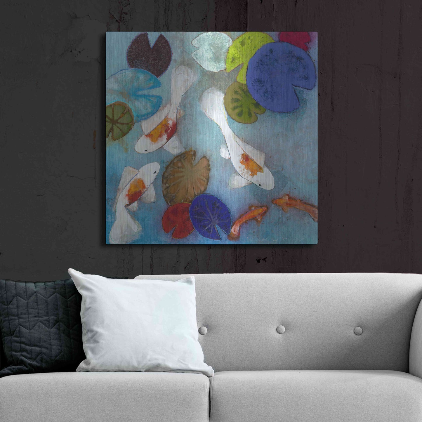 Luxe Metal Art 'Koi 1' by Aleah Koury, Metal Wall Art,36x36