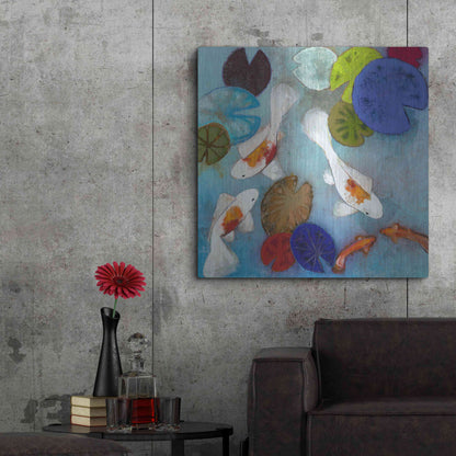 Luxe Metal Art 'Koi 1' by Aleah Koury, Metal Wall Art,36x36