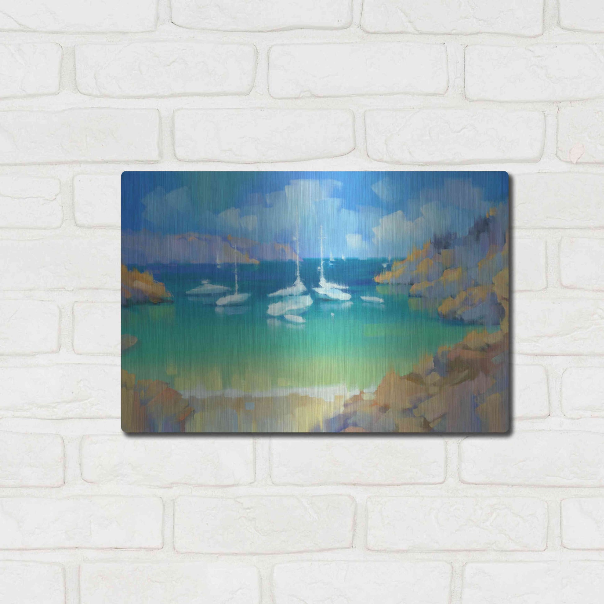 Luxe Metal Art 'Cala Llombards VI' by Alex Hook Krioutchkov, Metal Wall Art,16x12