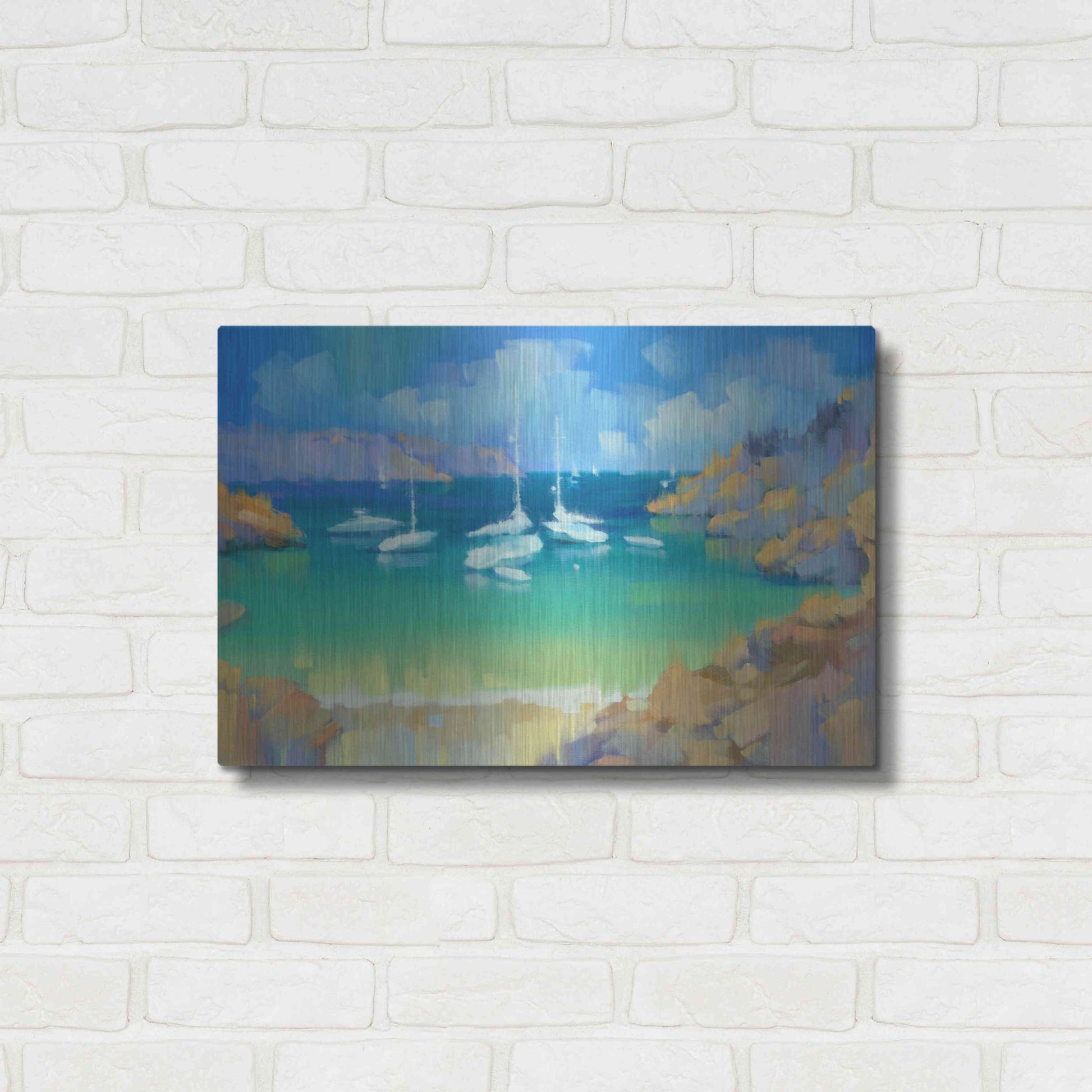 Luxe Metal Art 'Cala Llombards VI' by Alex Hook Krioutchkov, Metal Wall Art,24x16