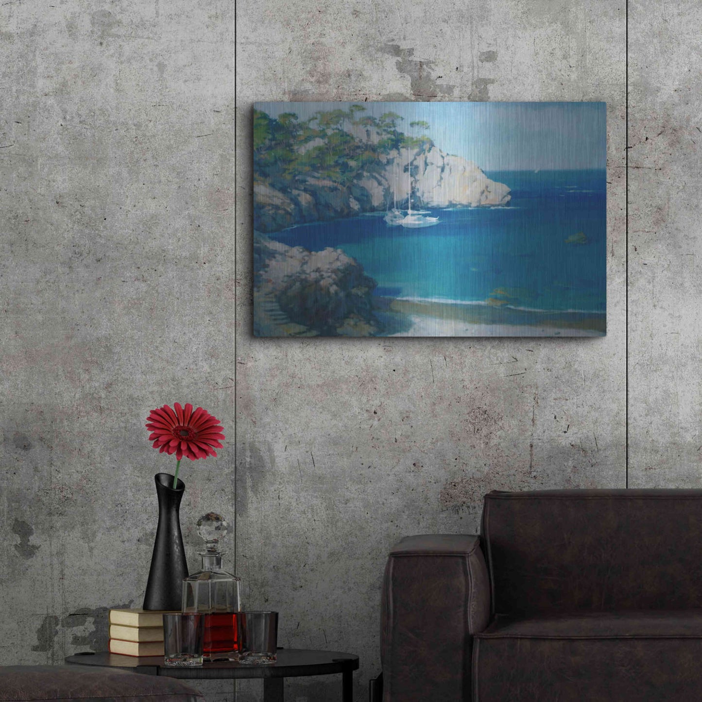 Luxe Metal Art 'Cala Secreta' by Alex Hook Krioutchkov, Metal Wall Art,36x24