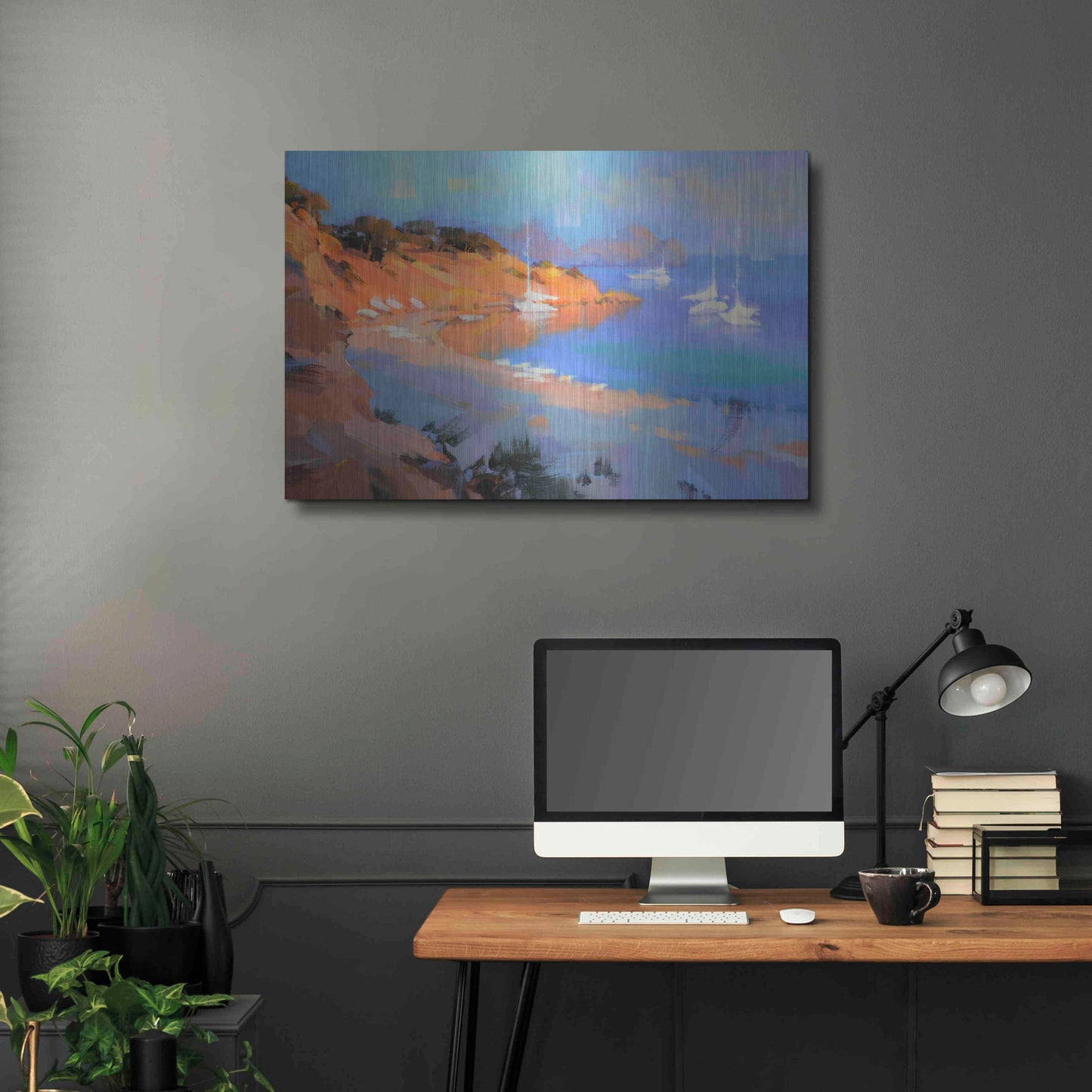 Luxe Metal Art 'Evening Boats' by Alex Hook Krioutchkov, Metal Wall Art,36x24