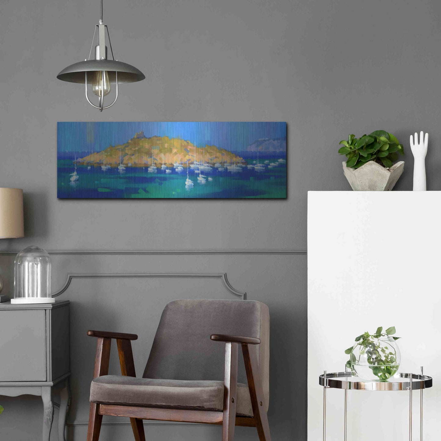 Luxe Metal Art 'Island' by Alex Hook Krioutchkov, Metal Wall Art,36x12