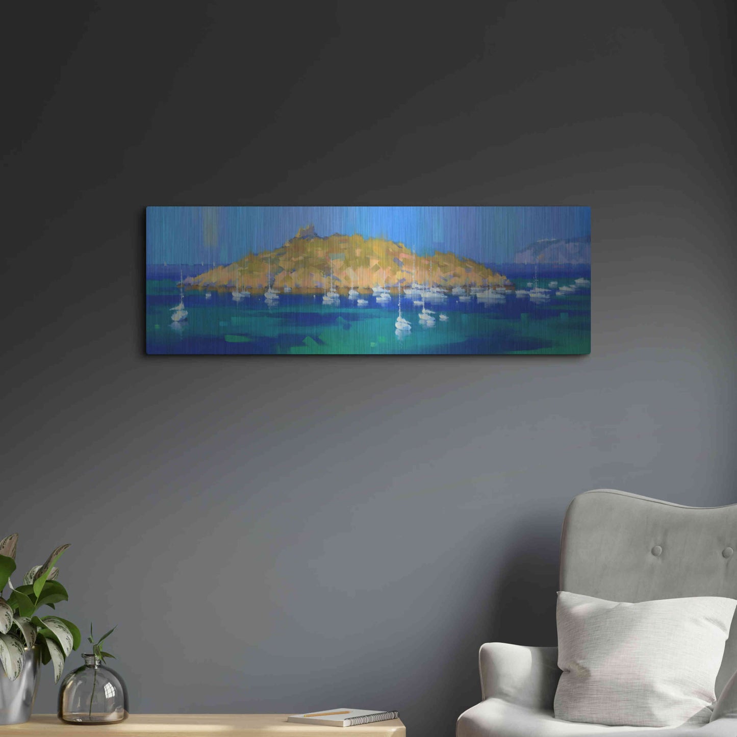 Luxe Metal Art 'Island' by Alex Hook Krioutchkov, Metal Wall Art,36x12