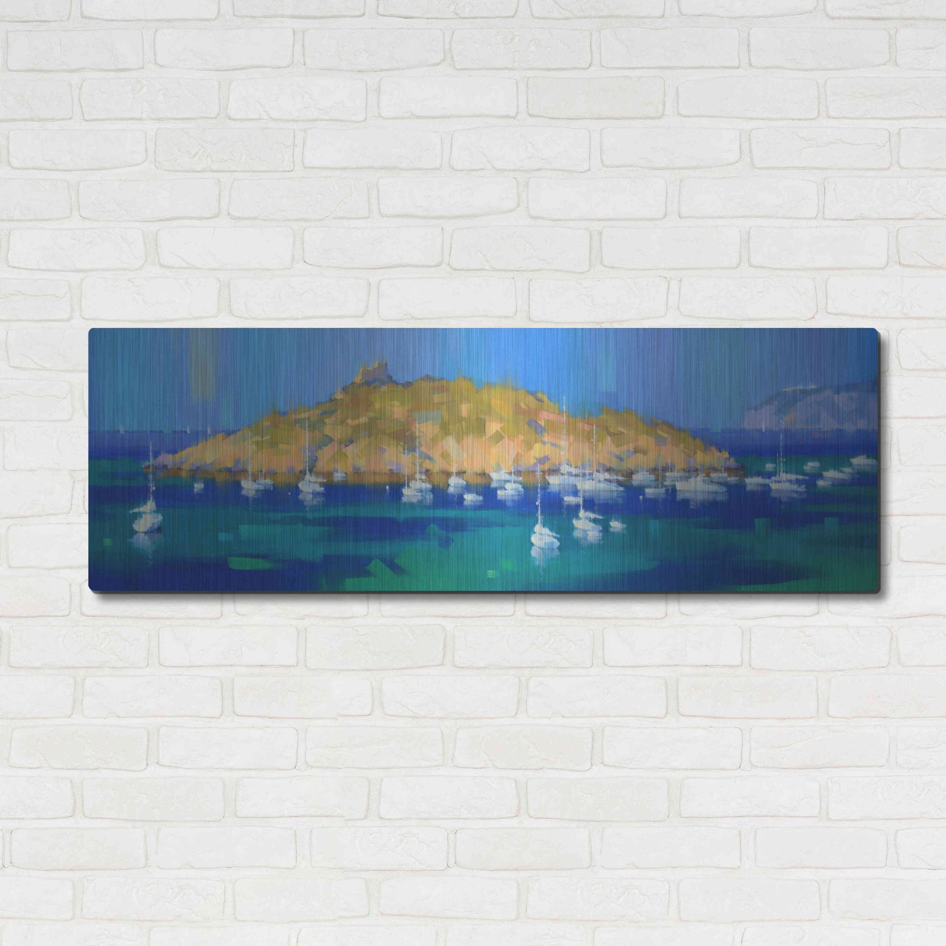 Luxe Metal Art 'Island' by Alex Hook Krioutchkov, Metal Wall Art,48x16