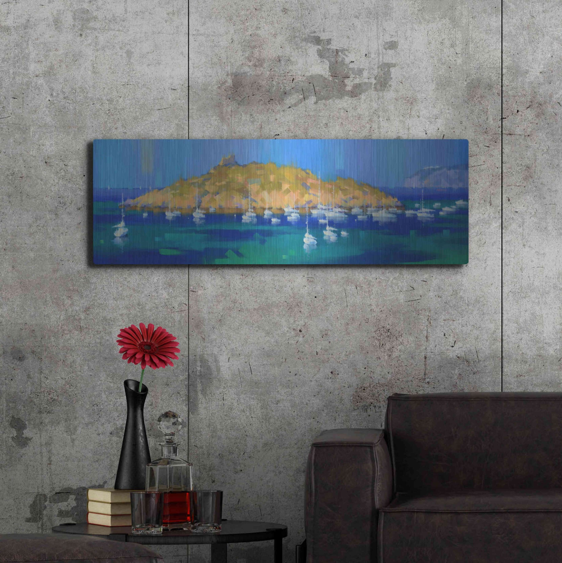 Luxe Metal Art 'Island' by Alex Hook Krioutchkov, Metal Wall Art,48x16
